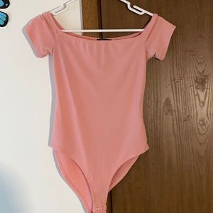 Small Forever21 Off the Shoulder Pink Bodysuit